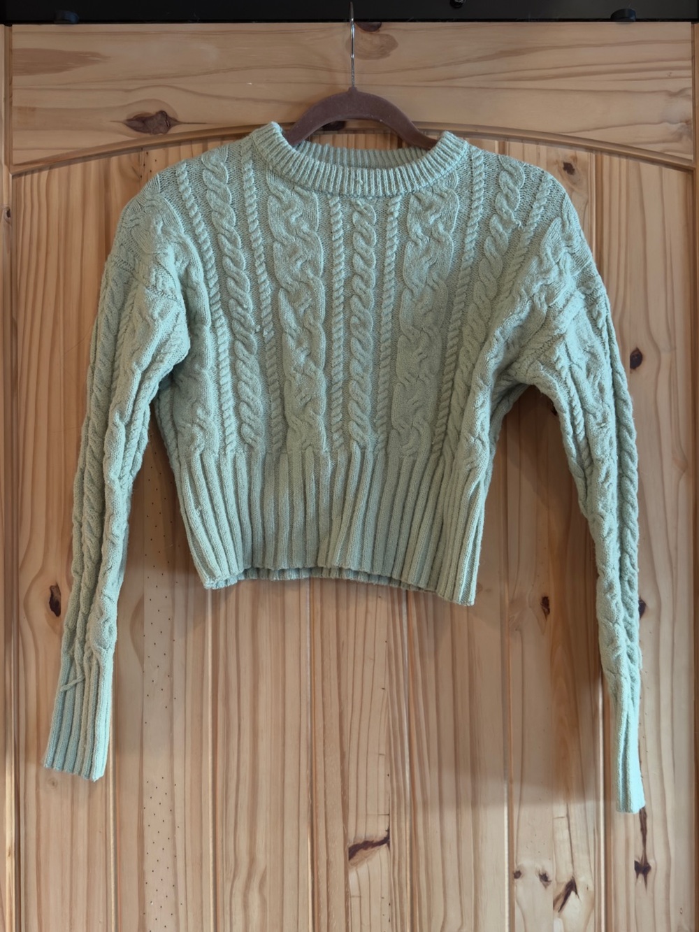 Mint Green Cable Knit Sweater